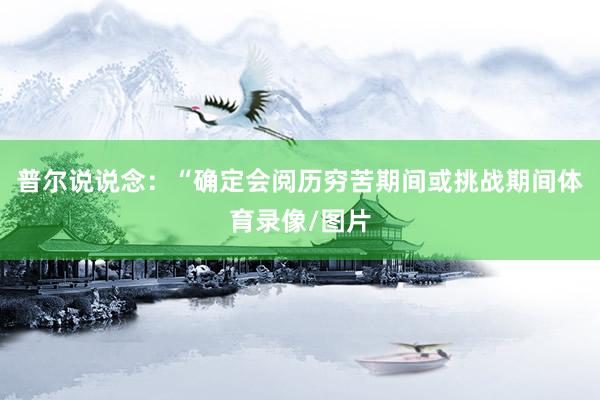 普尔说说念：“确定会阅历穷苦期间或挑战期间体育录像/图片