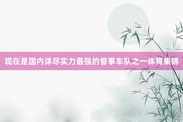 现在是国内详尽实力最强的管事车队之一体育集锦