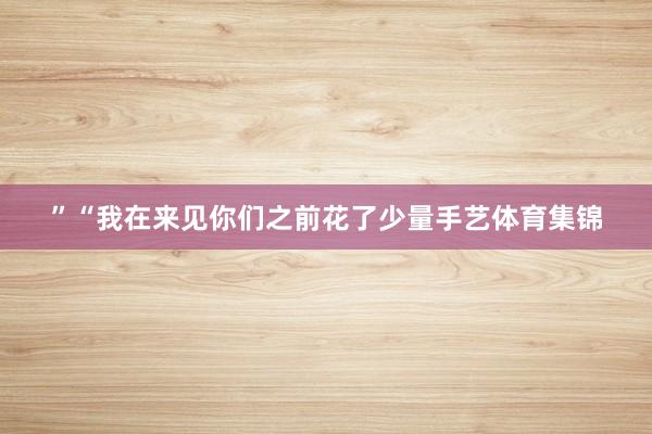 ”“我在来见你们之前花了少量手艺体育集锦